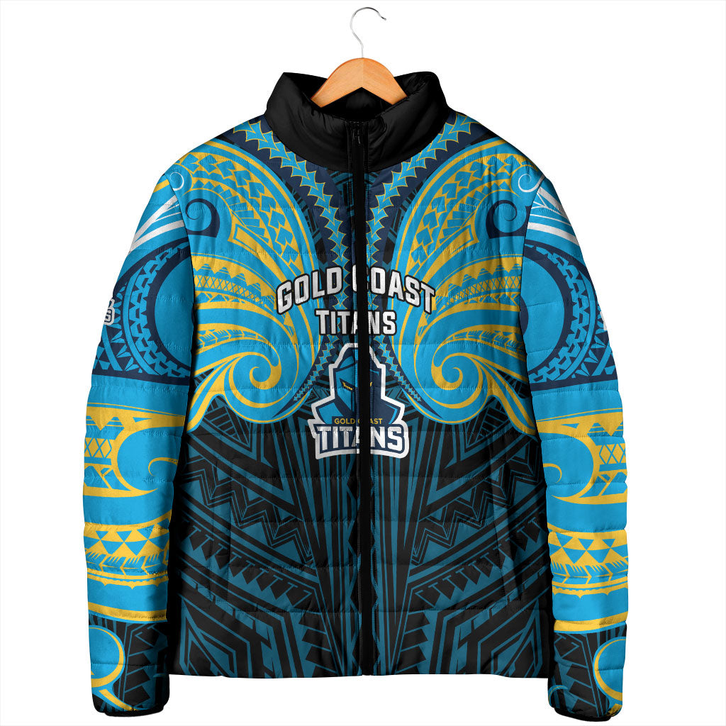 Custom Gold Coast Titans Padded Jacket Titan Warrior Polynesia Islander Rugby Mascot