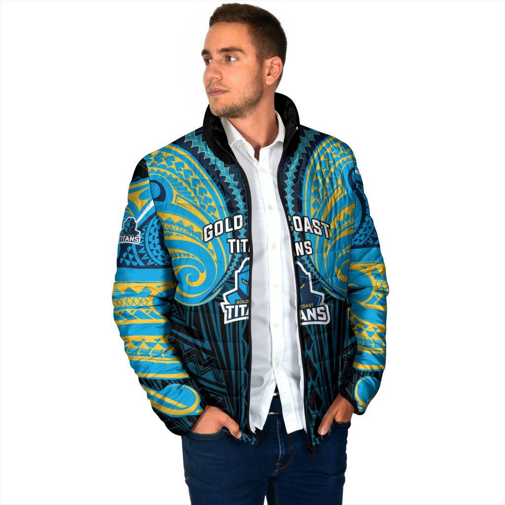 Custom Gold Coast Titans Padded Jacket Titan Warrior Polynesia Islander Rugby Mascot