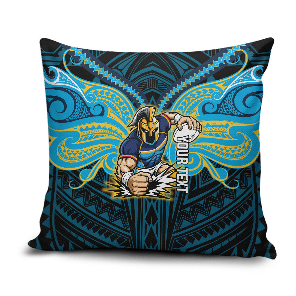 Custom Gold Coast Titans Pillow Cover Titan Warrior Polynesia Islander Rugby Mascot