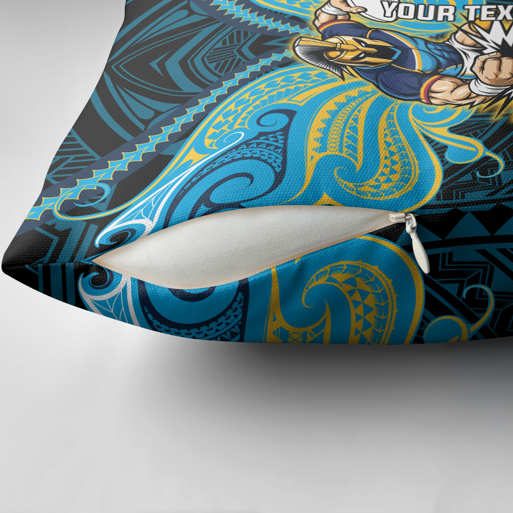Custom Gold Coast Titans Pillow Cover Titan Warrior Polynesia Islander Rugby Mascot