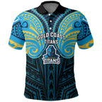 Custom Gold Coast Titans Polo Shirt Titan Warrior Polynesia Islander Rugby Mascot