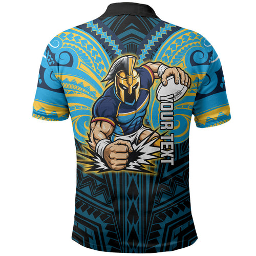 Custom Gold Coast Titans Polo Shirt Titan Warrior Polynesia Islander Rugby Mascot