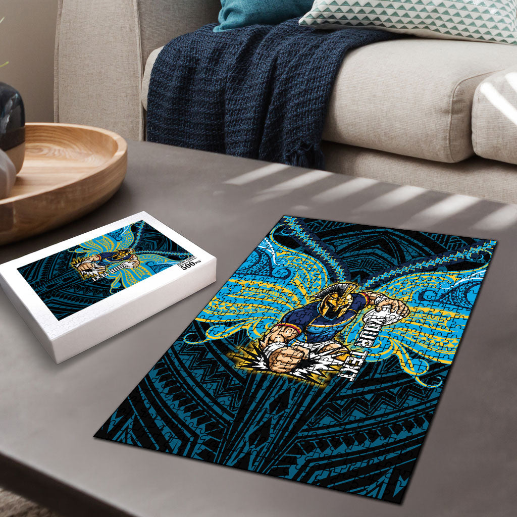 Custom Gold Coast Titans Puzzle Titan Warrior Polynesia Islander Rugby Mascot