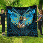 Custom Gold Coast Titans Quilt Titan Warrior Polynesia Islander Rugby Mascot