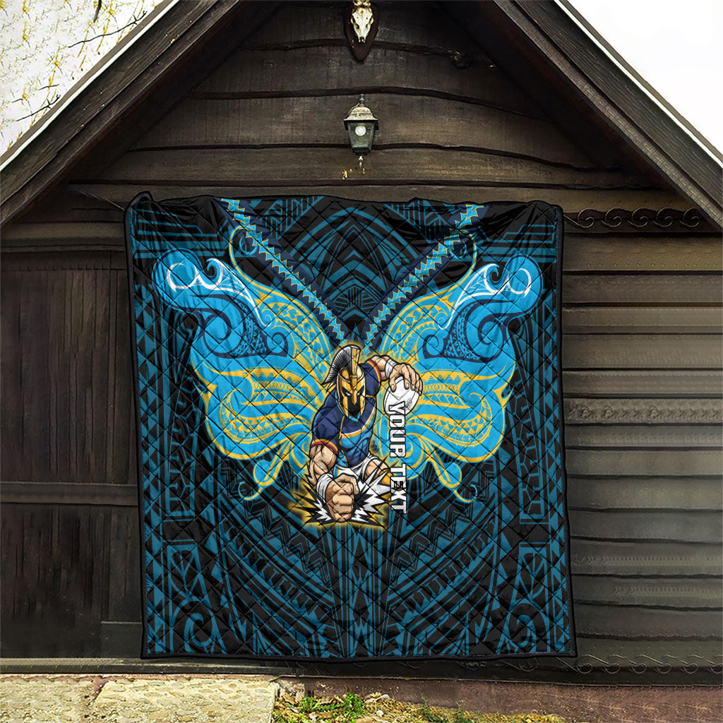 Custom Gold Coast Titans Quilt Titan Warrior Polynesia Islander Rugby Mascot