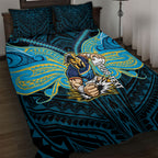 Custom Gold Coast Titans Quilt Bed Set Titan Warrior Polynesia Islander Rugby Mascot