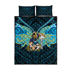 Custom Gold Coast Titans Quilt Bed Set Titan Warrior Polynesia Islander Rugby Mascot