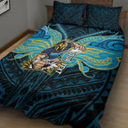 Custom Gold Coast Titans Quilt Bed Set Titan Warrior Polynesia Islander Rugby Mascot