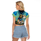 Custom Gold Coast Titans Raglan Cropped T Shirt Titan Warrior Polynesia Islander Rugby Mascot