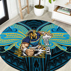 Custom Gold Coast Titans Round Carpet Titan Warrior Polynesia Islander Rugby Mascot