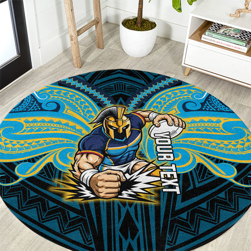 Custom Gold Coast Titans Round Carpet Titan Warrior Polynesia Islander Rugby Mascot