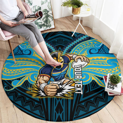 Custom Gold Coast Titans Round Carpet Titan Warrior Polynesia Islander Rugby Mascot