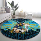 Custom Gold Coast Titans Round Carpet Titan Warrior Polynesia Islander Rugby Mascot