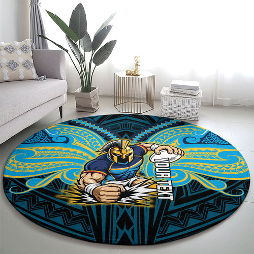 Custom Gold Coast Titans Round Carpet Titan Warrior Polynesia Islander Rugby Mascot