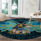 Custom Gold Coast Titans Round Carpet Titan Warrior Polynesia Islander Rugby Mascot
