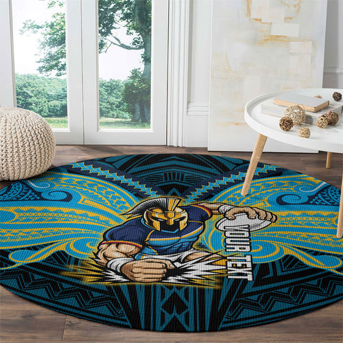 Custom Gold Coast Titans Round Carpet Titan Warrior Polynesia Islander Rugby Mascot