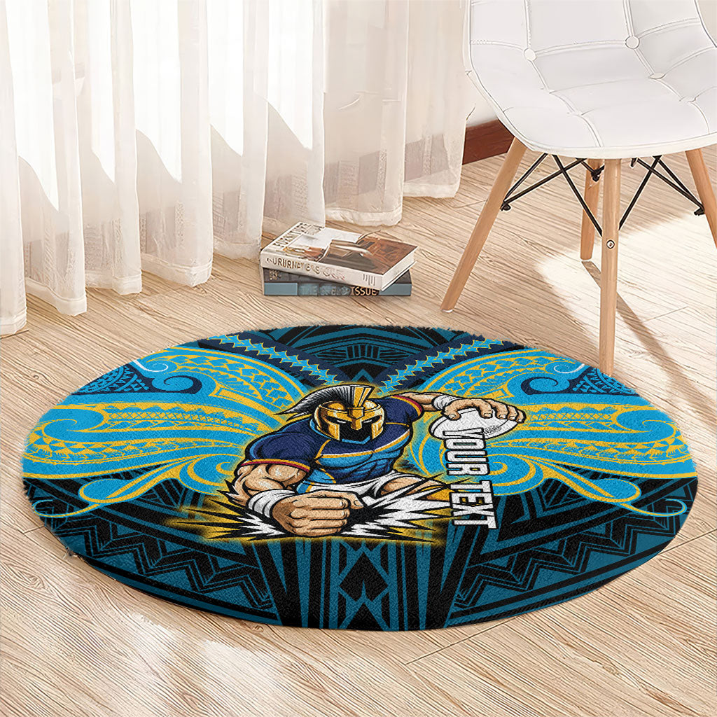 Custom Gold Coast Titans Round Carpet Titan Warrior Polynesia Islander Rugby Mascot