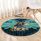 Custom Gold Coast Titans Round Carpet Titan Warrior Polynesia Islander Rugby Mascot