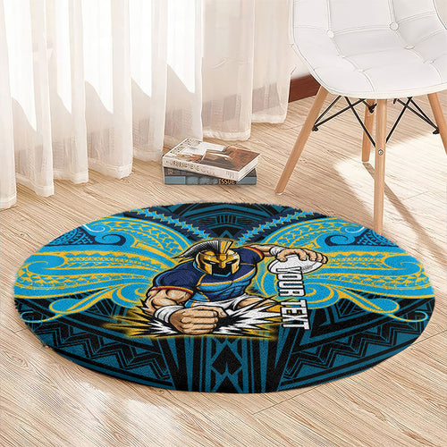 Custom Gold Coast Titans Round Carpet Titan Warrior Polynesia Islander Rugby Mascot