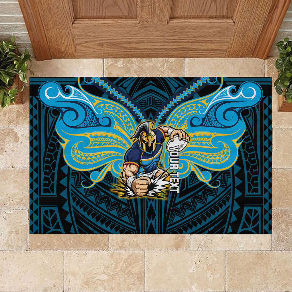 Custom Gold Coast Titans Rubber Doormat Titan Warrior Polynesia Islander Rugby Mascot
