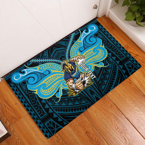 Custom Gold Coast Titans Rubber Doormat Titan Warrior Polynesia Islander Rugby Mascot