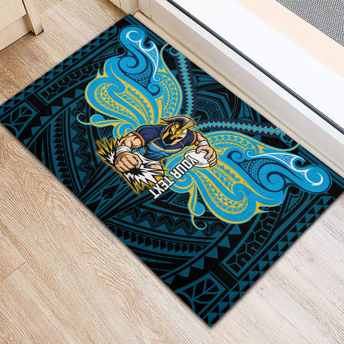 Custom Gold Coast Titans Rubber Doormat Titan Warrior Polynesia Islander Rugby Mascot