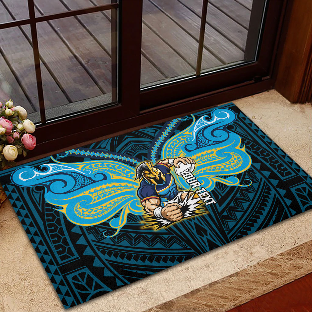 Custom Gold Coast Titans Rubber Doormat Titan Warrior Polynesia Islander Rugby Mascot
