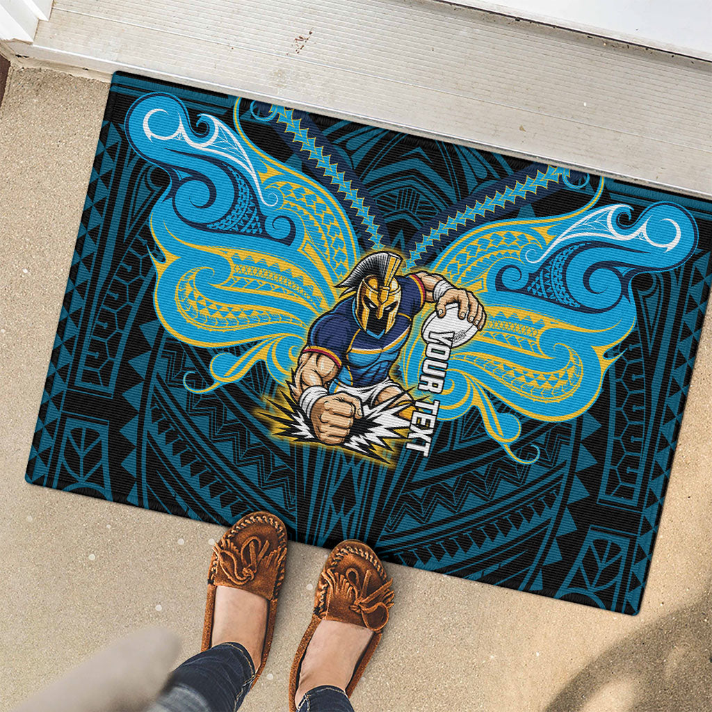 Custom Gold Coast Titans Rubber Doormat Titan Warrior Polynesia Islander Rugby Mascot
