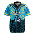 Custom Gold Coast Titans Rugby Jersey Titan Warrior Polynesia Islander Rugby Mascot