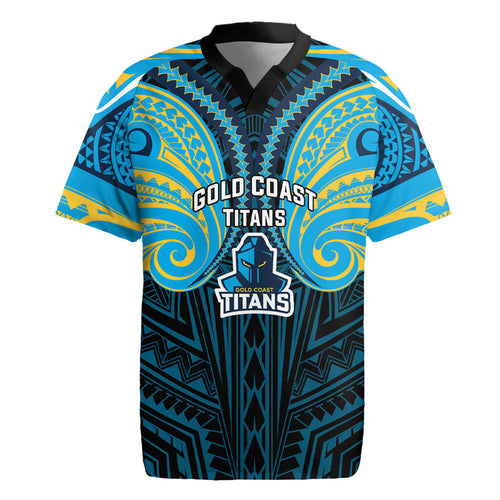 Custom Gold Coast Titans Rugby Jersey Titan Warrior Polynesia Islander Rugby Mascot