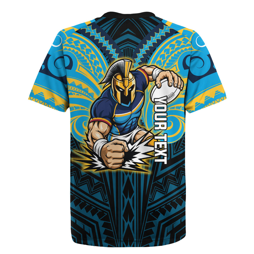 Custom Gold Coast Titans Rugby Jersey Titan Warrior Polynesia Islander Rugby Mascot