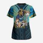 Custom Gold Coast Titans Scrub Top Titan Warrior Polynesia Islander Rugby Mascot