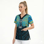 Custom Gold Coast Titans Scrub Top Titan Warrior Polynesia Islander Rugby Mascot