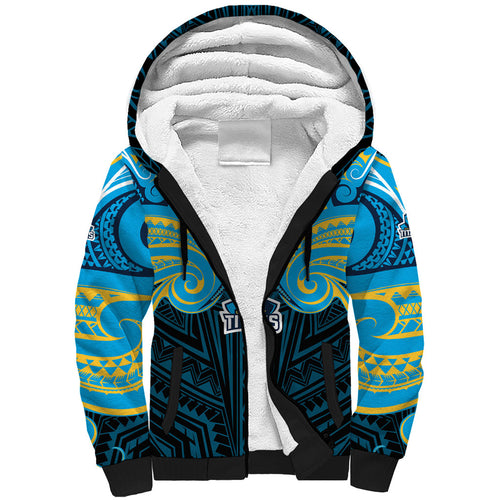 Custom Gold Coast Titans Sherpa Hoodie Titan Warrior Polynesia Islander Rugby Mascot