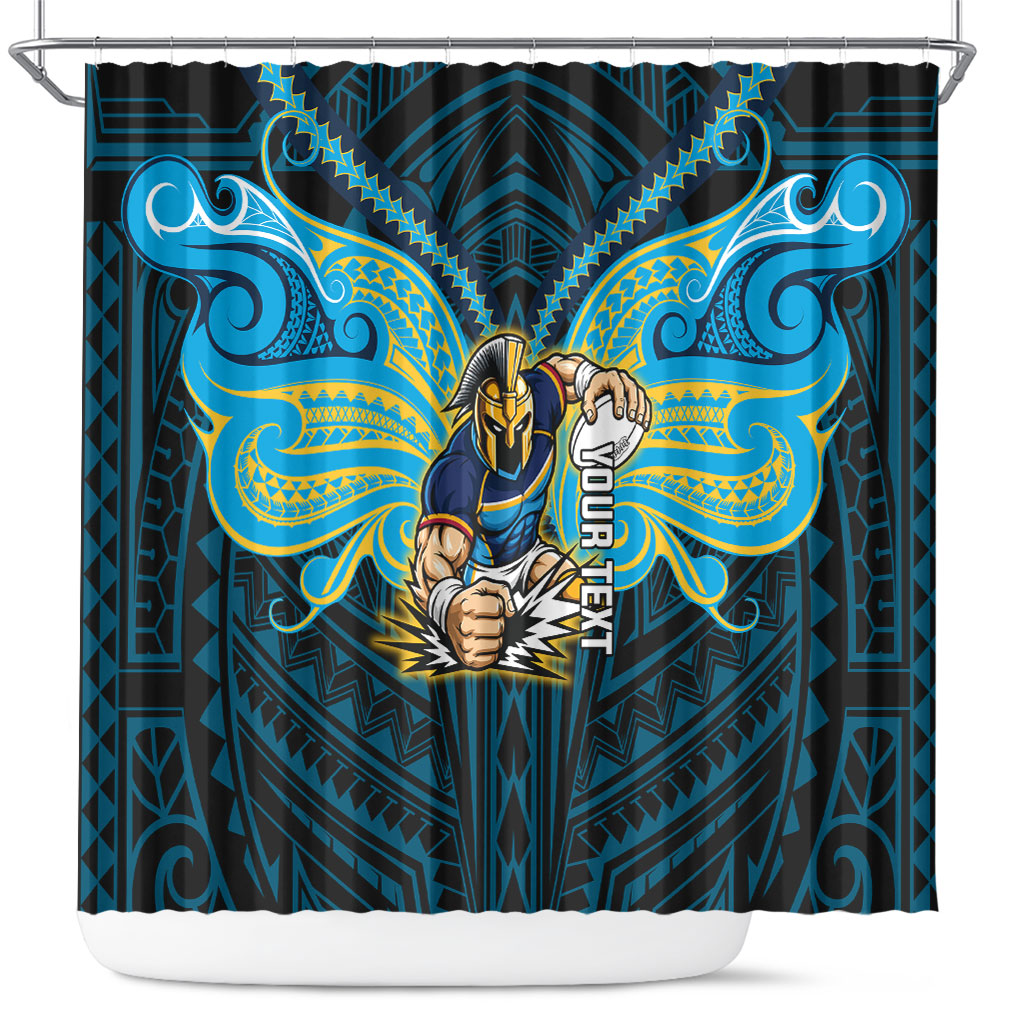 Custom Gold Coast Titans Shower Curtain Titan Warrior Polynesia Islander Rugby Mascot