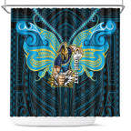Custom Gold Coast Titans Shower Curtain Titan Warrior Polynesia Islander Rugby Mascot