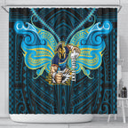 Custom Gold Coast Titans Shower Curtain Titan Warrior Polynesia Islander Rugby Mascot