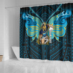 Custom Gold Coast Titans Shower Curtain Titan Warrior Polynesia Islander Rugby Mascot
