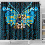 Custom Gold Coast Titans Shower Curtain Titan Warrior Polynesia Islander Rugby Mascot