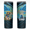 Custom Gold Coast Titans Skinny Tumbler Titan Warrior Polynesia Islander Rugby Mascot