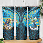 Custom Gold Coast Titans Skinny Tumbler Titan Warrior Polynesia Islander Rugby Mascot