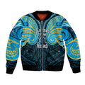 Custom Gold Coast Titans Sleeve Zip Bomber Jacket Titan Warrior Polynesia Islander Rugby Mascot