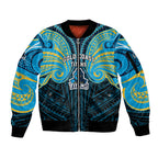 Custom Gold Coast Titans Sleeve Zip Bomber Jacket Titan Warrior Polynesia Islander Rugby Mascot