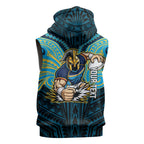 Custom Gold Coast Titans Sleeveless Hoodie Titan Warrior Polynesia Islander Rugby Mascot