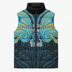 Custom Gold Coast Titans Sleeveless Puffer Jacket Titan Warrior Polynesia Islander Rugby Mascot