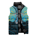 Custom Gold Coast Titans Sleeveless Puffer Jacket Titan Warrior Polynesia Islander Rugby Mascot