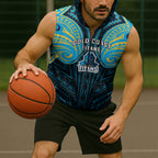 Custom Gold Coast Titans Sleeveless Zip Hoodie Titan Warrior Polynesia Islander Rugby Mascot