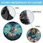 Custom Gold Coast Titans Spare Tire Cover Titan Warrior Polynesia Islander Rugby Mascot