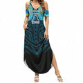 Custom Gold Coast Titans Summer Maxi Dress Titan Warrior Polynesia Islander Rugby Mascot