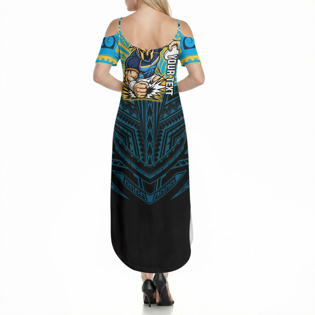 Custom Gold Coast Titans Summer Maxi Dress Titan Warrior Polynesia Islander Rugby Mascot